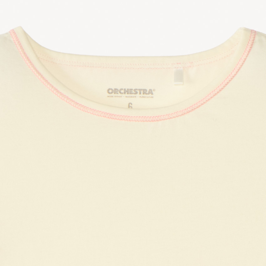 T-shirt manches courtes broderie palmier et fleurs pour fille 