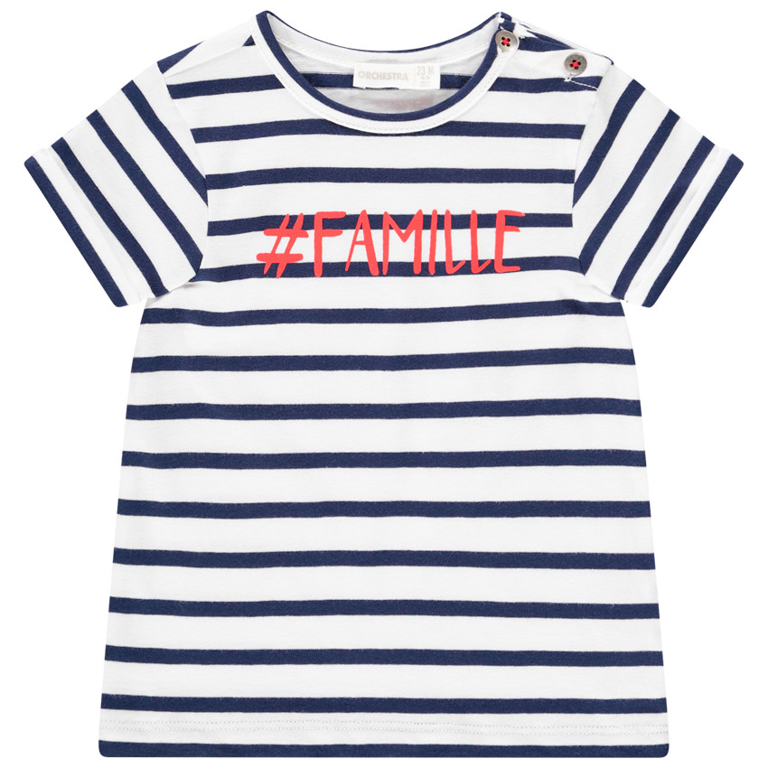 T-shirt mixte bébé manches courtes esprit marinière