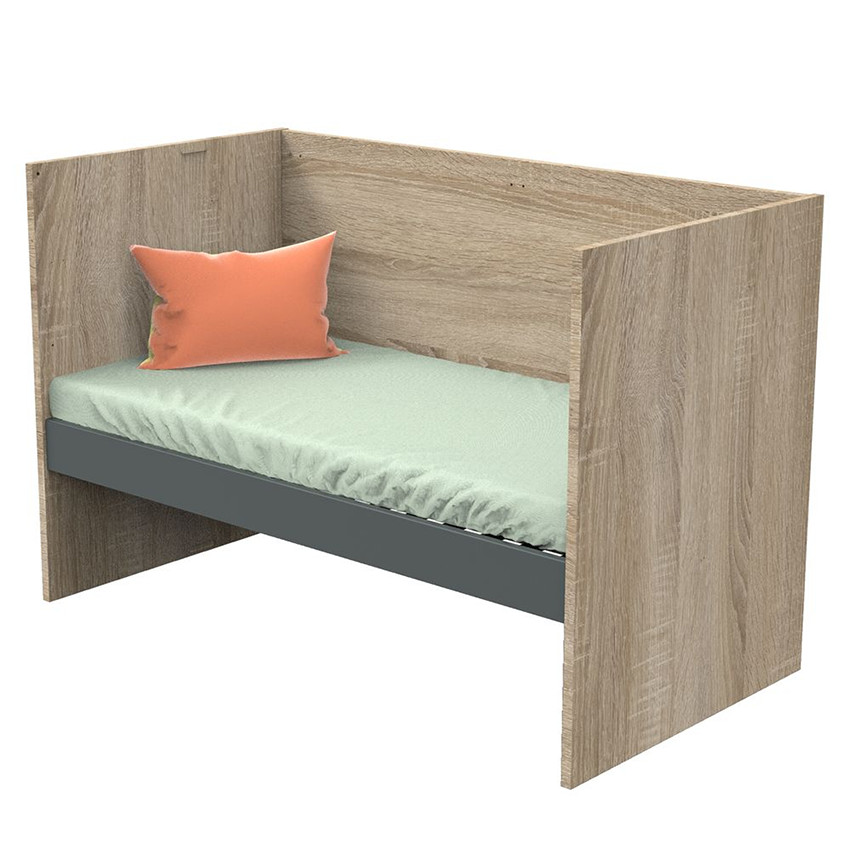 Lit évolutif Nova 70 x 140 cm à 140 x 200 cm - Gris Volcan  