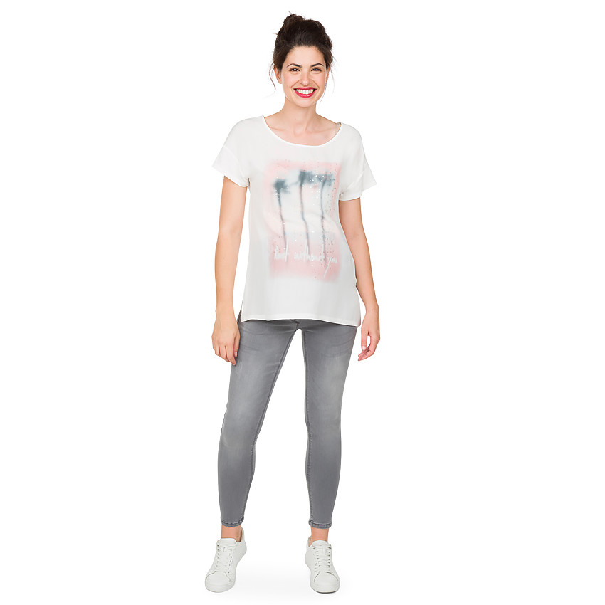 Tee-shirt manches courtes de grossesse avec palmiers printés 