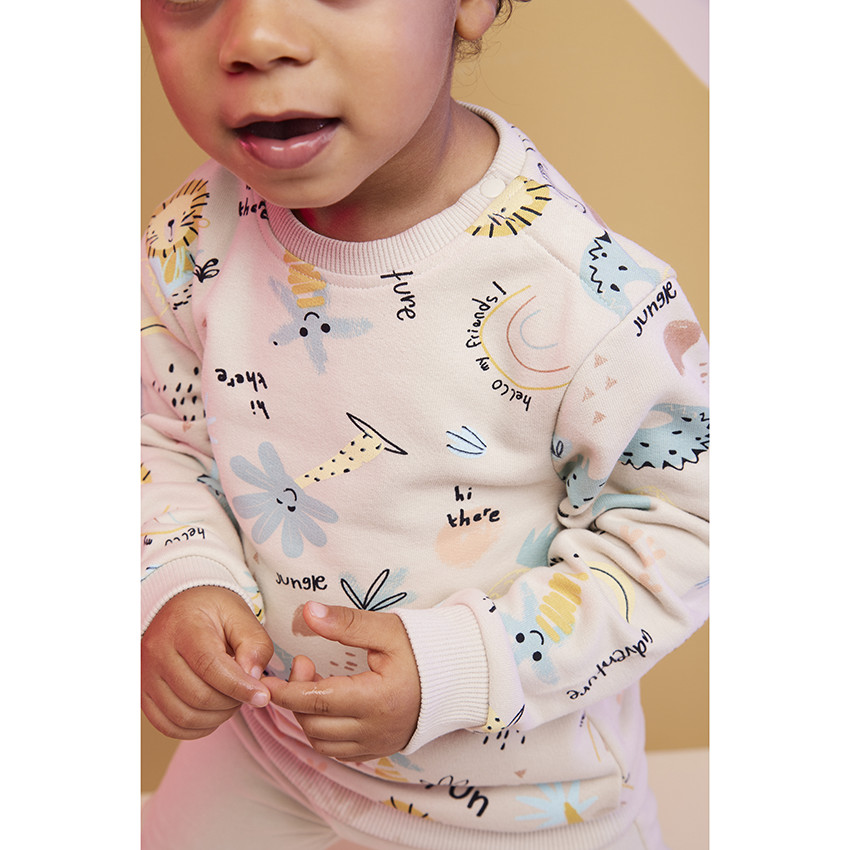 Sweat en molleton imprimé animaux de la savane pour bébé garçon 