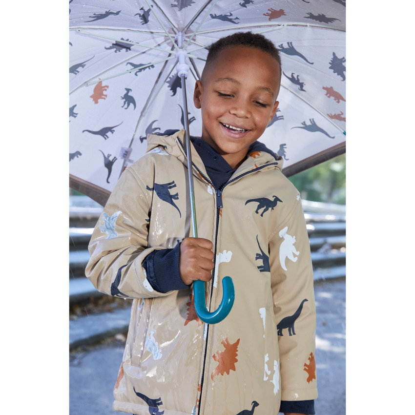 Parka de pluie garçon à capuche et couleurs changeantes 