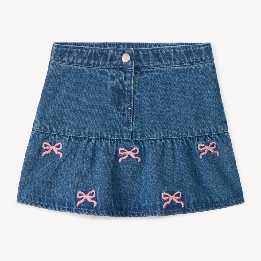 Jupe en jean à nœuds brodés pour bébé fille 