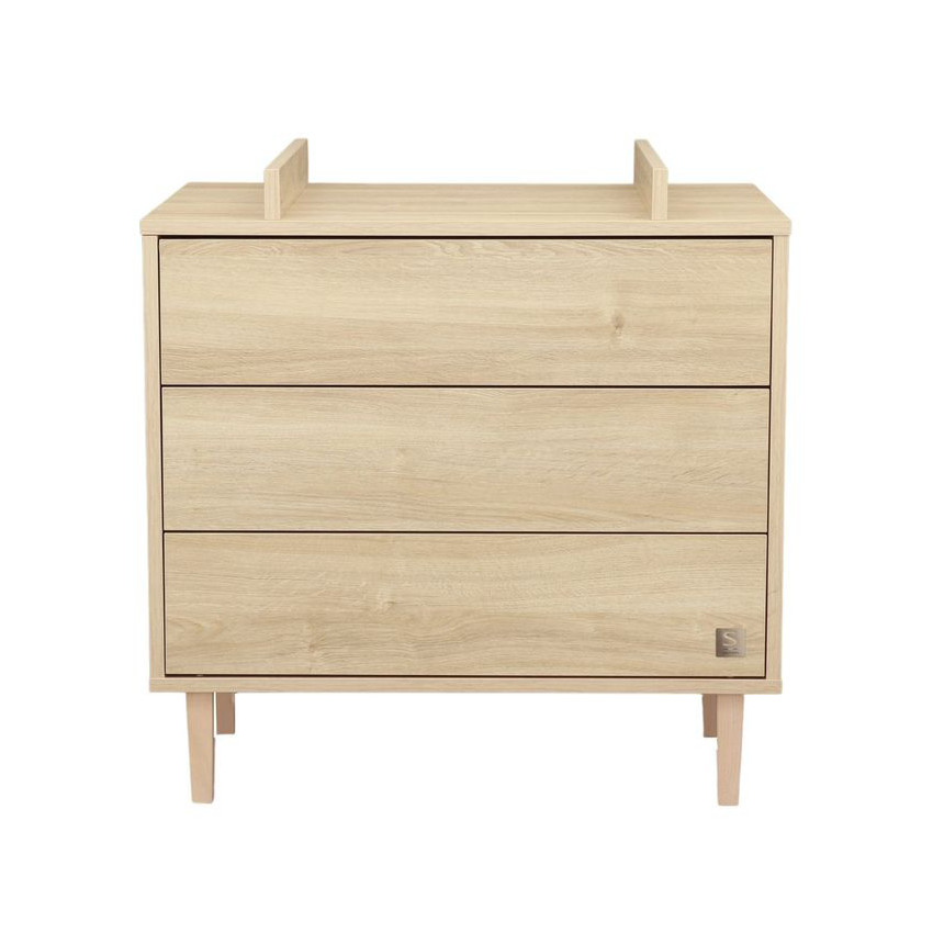 Commode 3 tiroirs Paloma aspect chêne sépia 