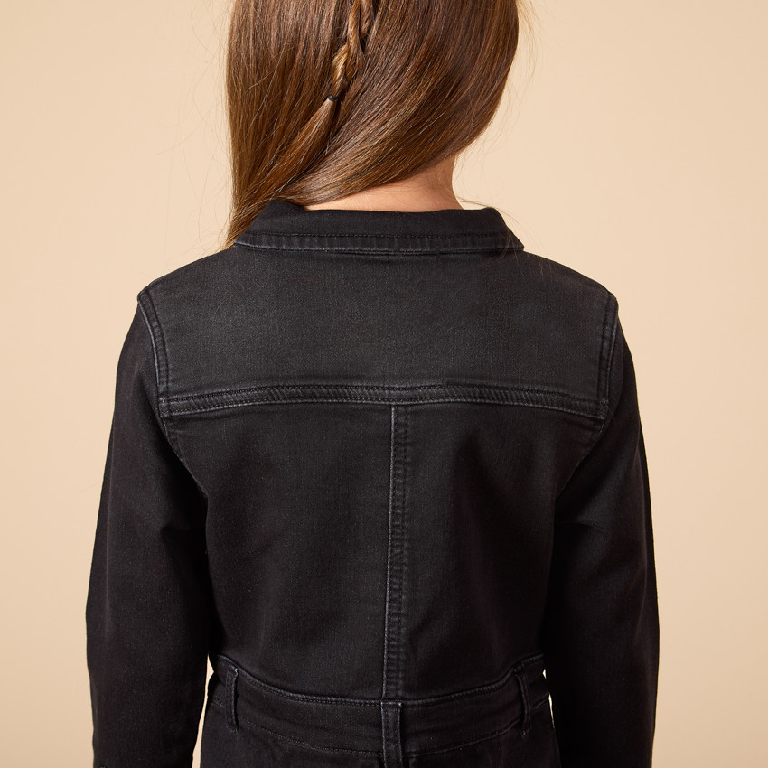 Robe manches longues uni effet chemise pour fille 