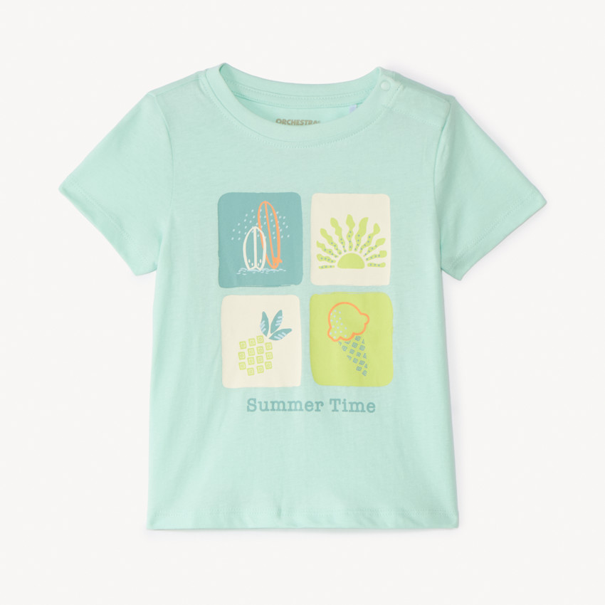 T-shirt manches courtes uni print fantaisie pour bébé garçon