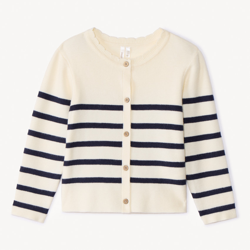 Gilet en tricot côtelé rayé pour bébé fille 