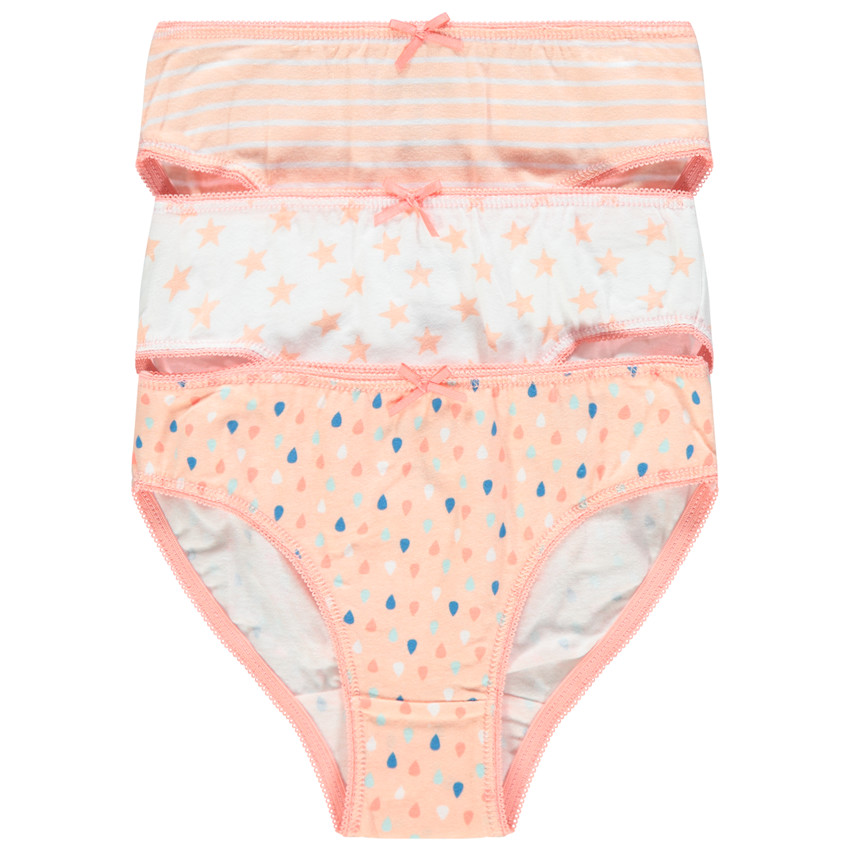 Lot de 3 culottes en coton imprimées/rayées 
