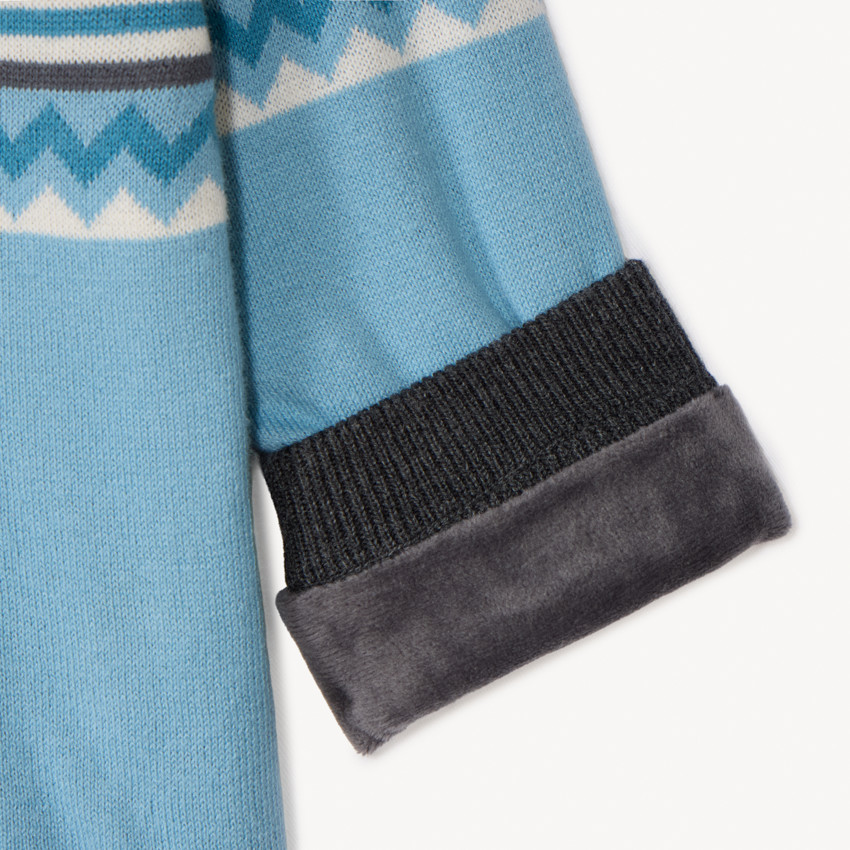 Pull en tricot jacquard doublé velours pour bébé garçon 