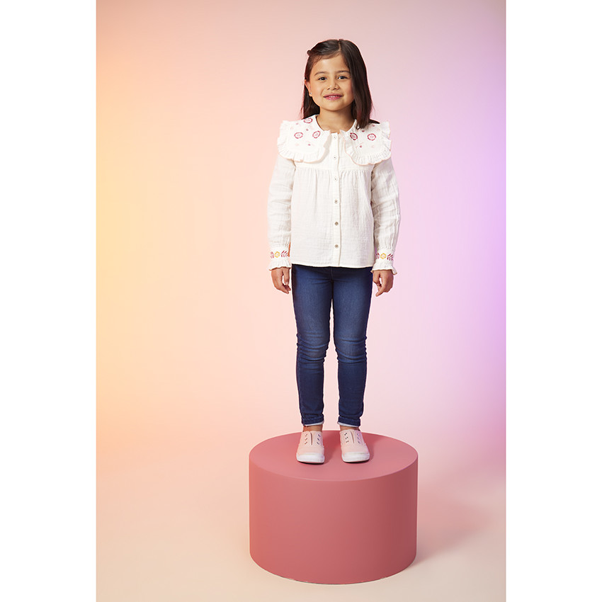 Chemise manches longues avec broderie fantaisie pour fille 