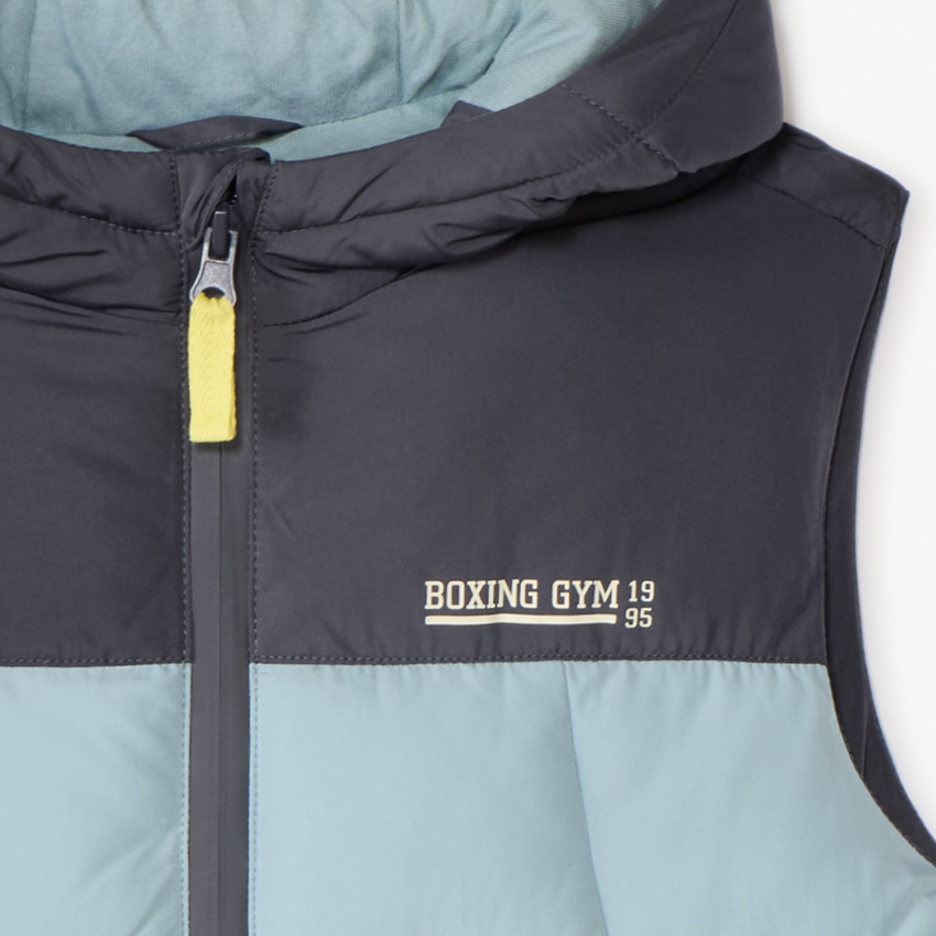 Doudoune sans manches à capuche bicolore pour garçon 