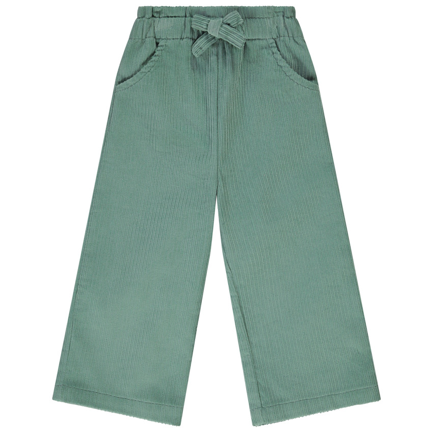 pantalon large en velours côtelé avec poches fantaisie pour bébé fille - vert sauge