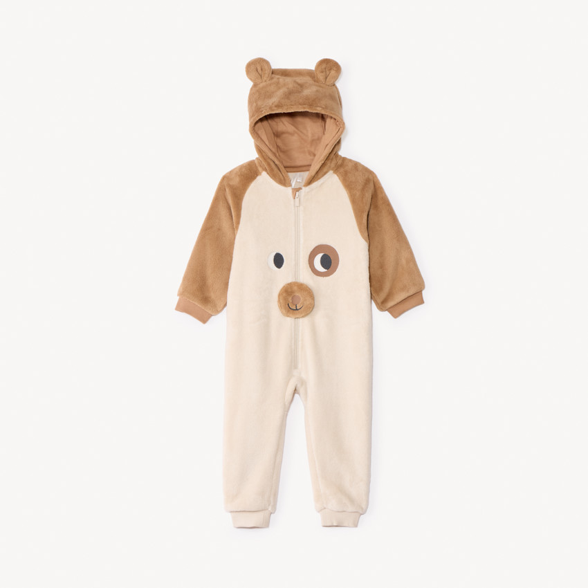 Surpyjama ludique chien en sherpa pour bébé garçon