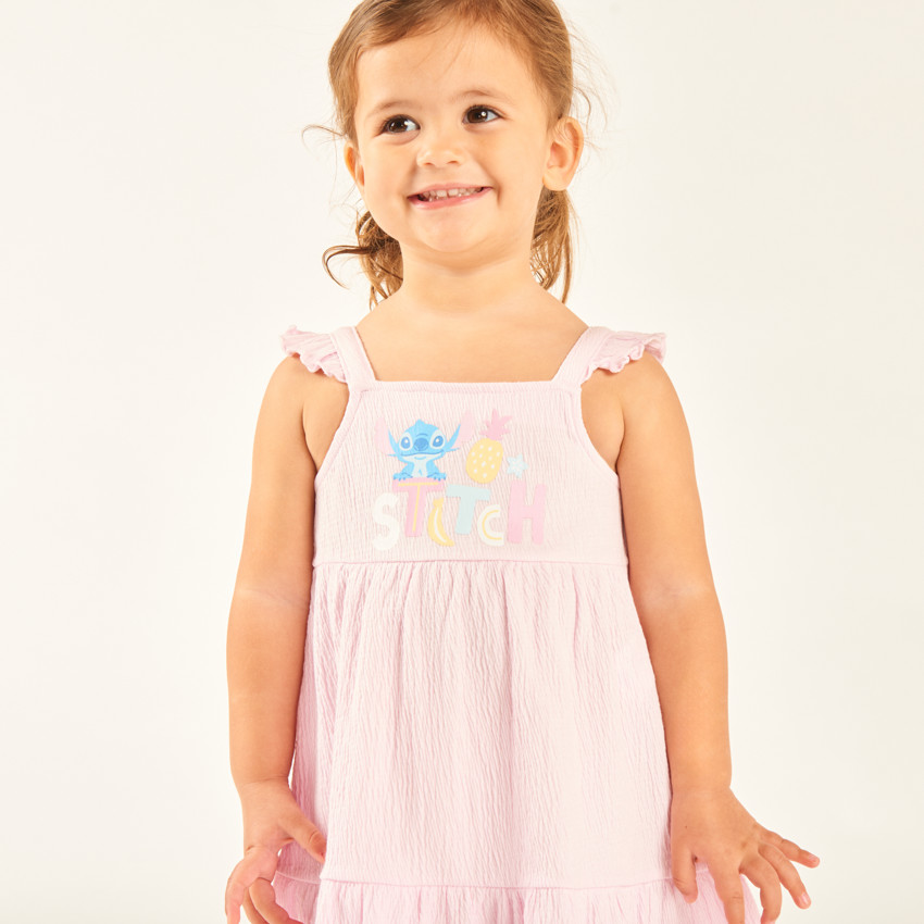 Robe à bretelles volantées Stitch Disney pour bébé fille  