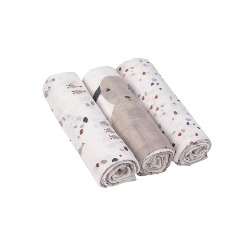 Lot de 3 langes doux Tiny Farmer pois 80x80