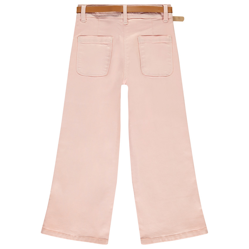 Jean denim overdyed large rose avec ceinture pour fille  