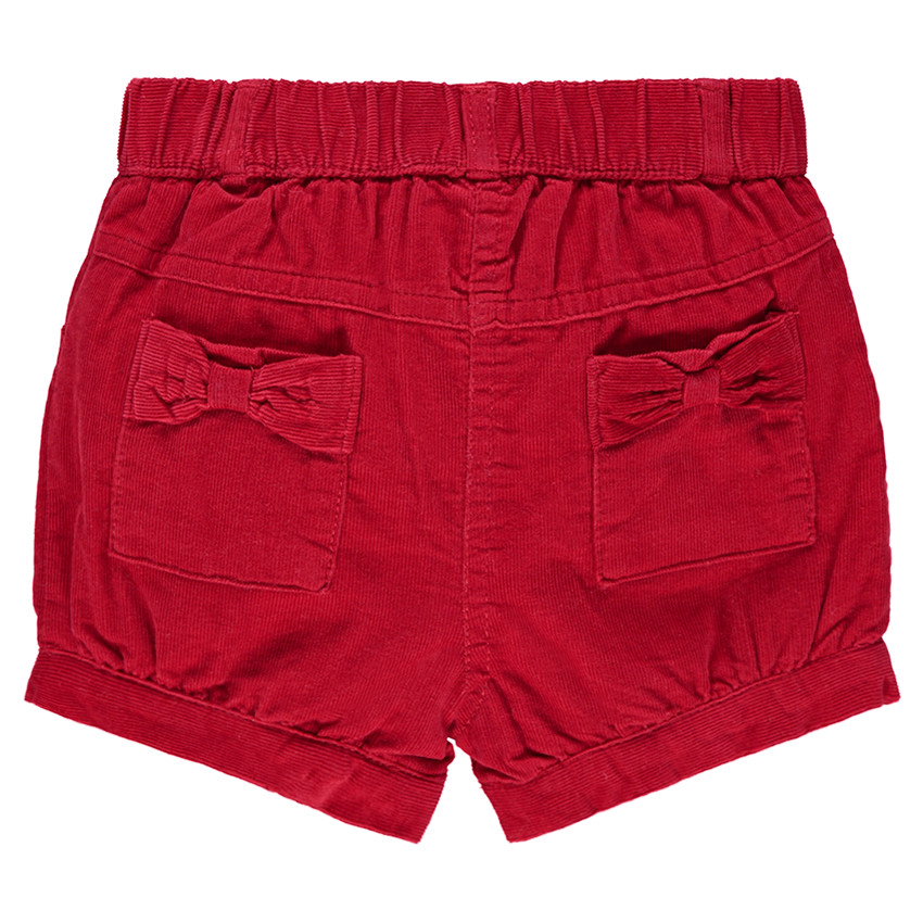 Short en velours milleraies forme boule avec poches 