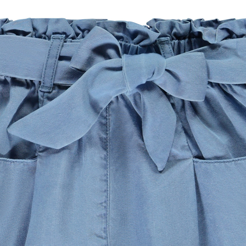 Short taille haute en twill avec ceinture à nouer pour fille 