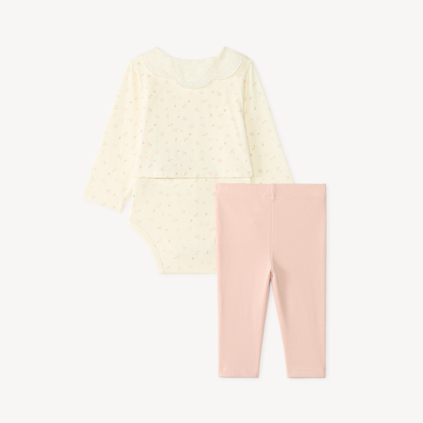 Ensemble 2 pièces bébé fille body effet gilet et legging 