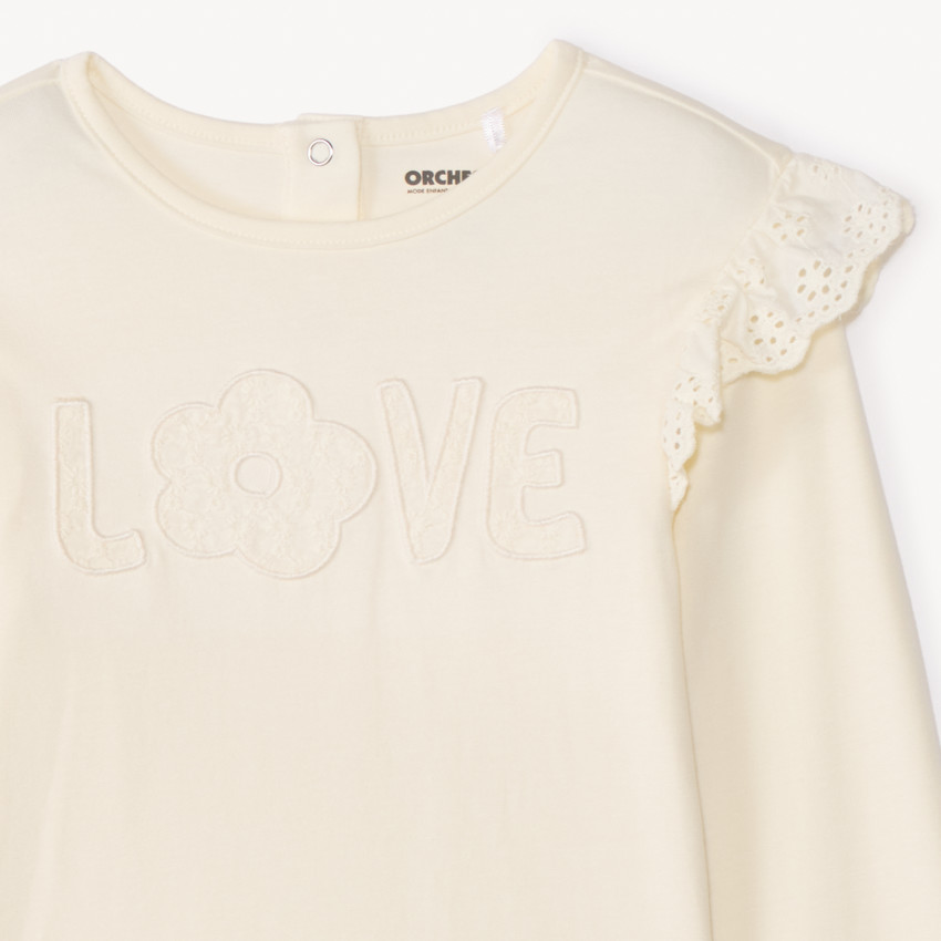 T-shirt manches longues avec détail de broderie anglaise pour bébé fille 