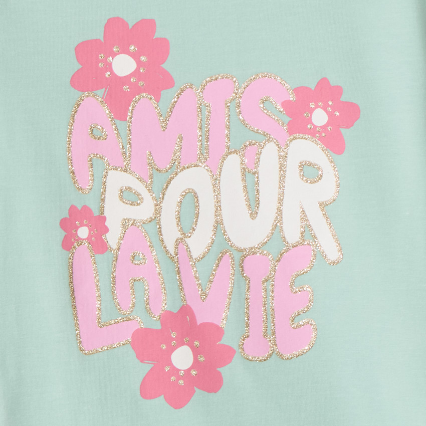 T-shirt manches longues à print pailleté pour fille 