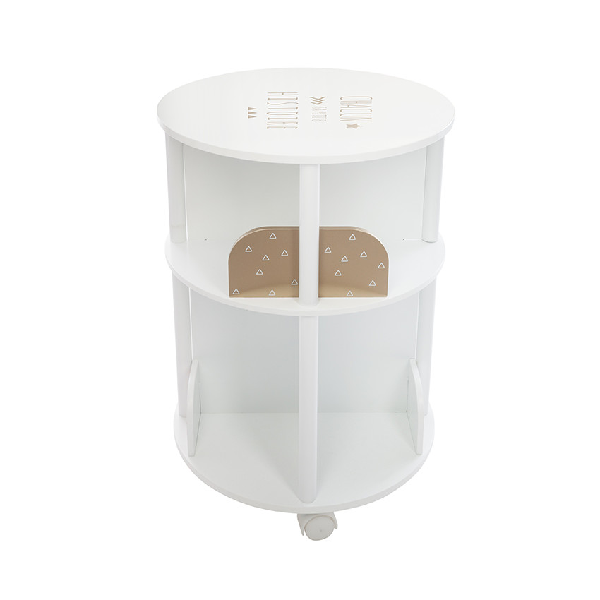 Bibliothèque ronde à roulettes - Rose  