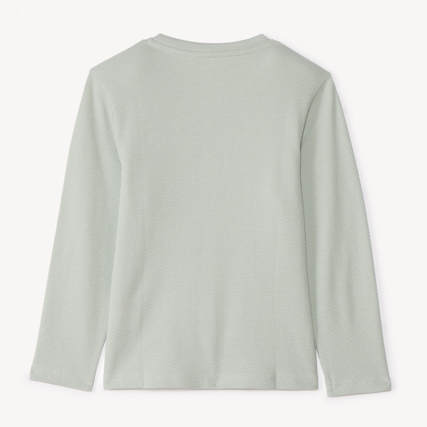 T-shirt manches longues uni à col tunisien pour garçon 