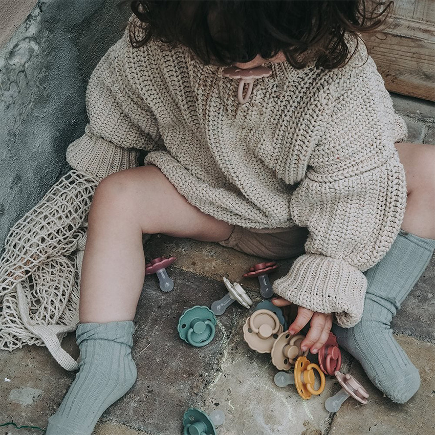 Lot de 2 sucettes en silicone Daisy Bloom T2 dusty rose/lily pad 