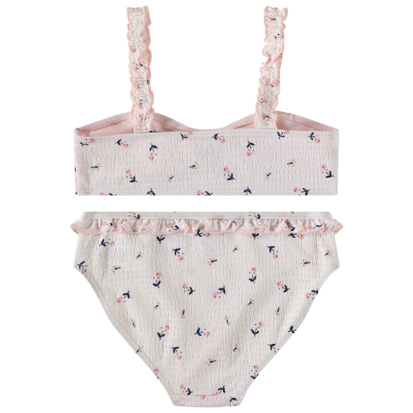 Maillot 2 pièces en seersucker imprimé floral pour fille 