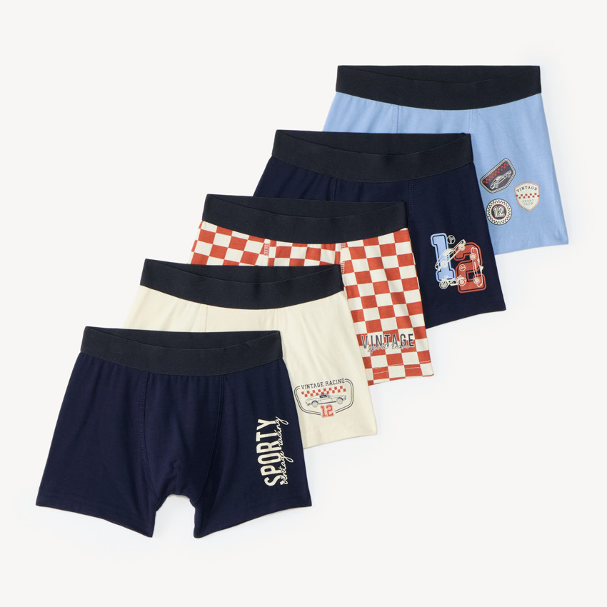 Lot de 5 boxers garçon motifs club automobile vintage