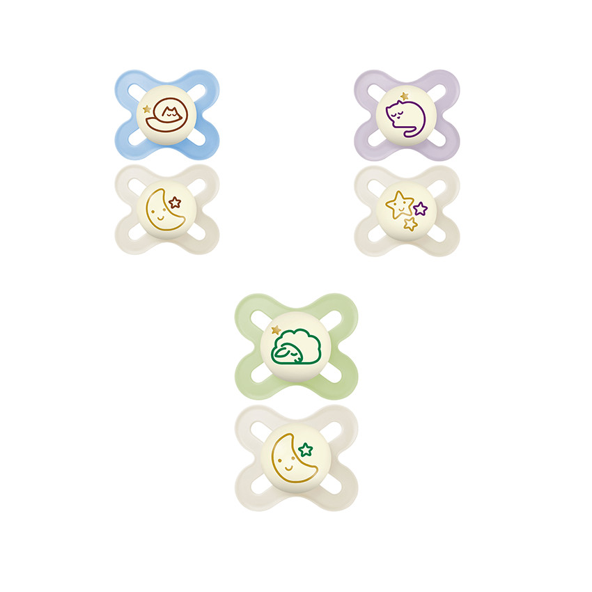 Lot de 2 sucette en silicone Nuit - 0-2 mois (Modèle aléatoire)