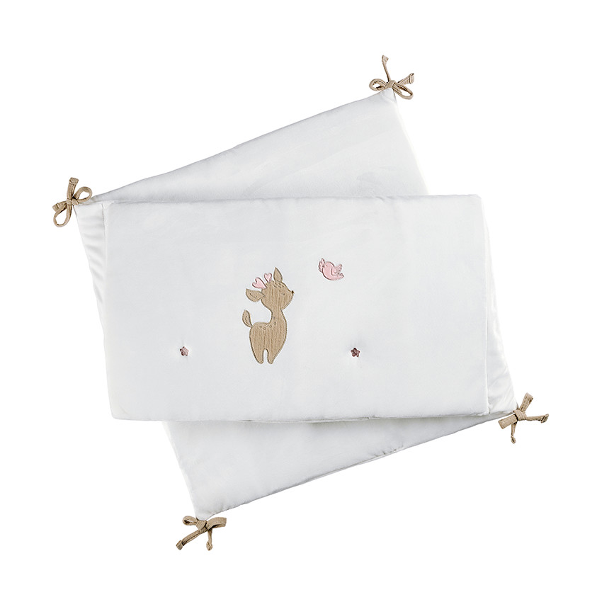 Tour de lit - Fanfan - velours - Blanc - 180 cm