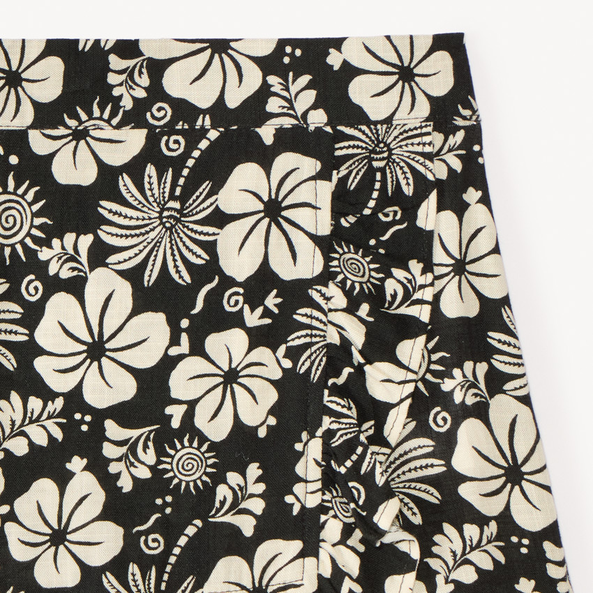 Jupe-short portefeuille imprimée florale pour fille 