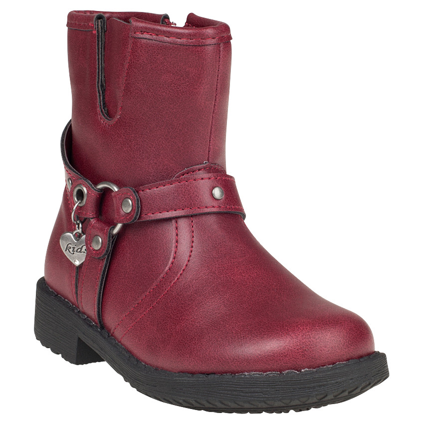 Bottines bordeaux à zip et bijou coeur fantaisie du 24 au 27 