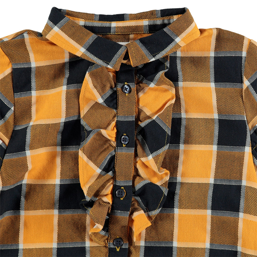 Chemise manches longues à carreaux volantée 