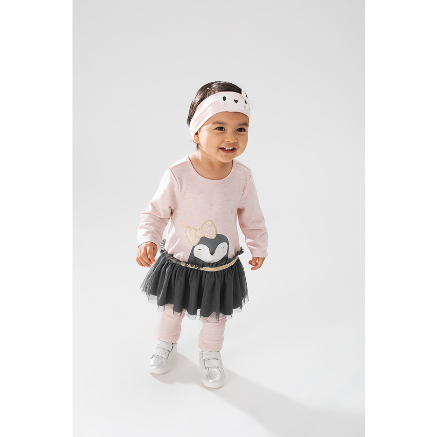 Ensemble avec tunique esprit tutu et legging coeurs patchés 