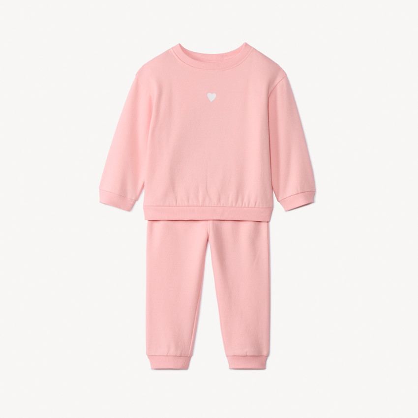 Ensemble sweat + pantalon de jogging uni pour bébé fille 