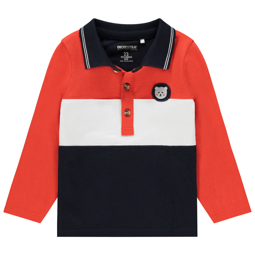 Polo manches longues tricolore pour enfant garçon 