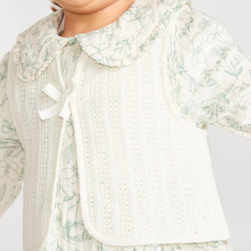 Ensemble 2 pièces bébé fille robe et gilet sans manches 