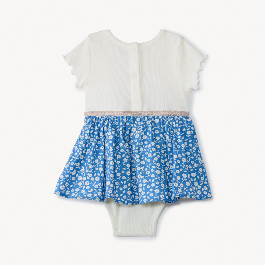 Robe body manches courtes effet 2 en 1 fleurie pour bébé fille 