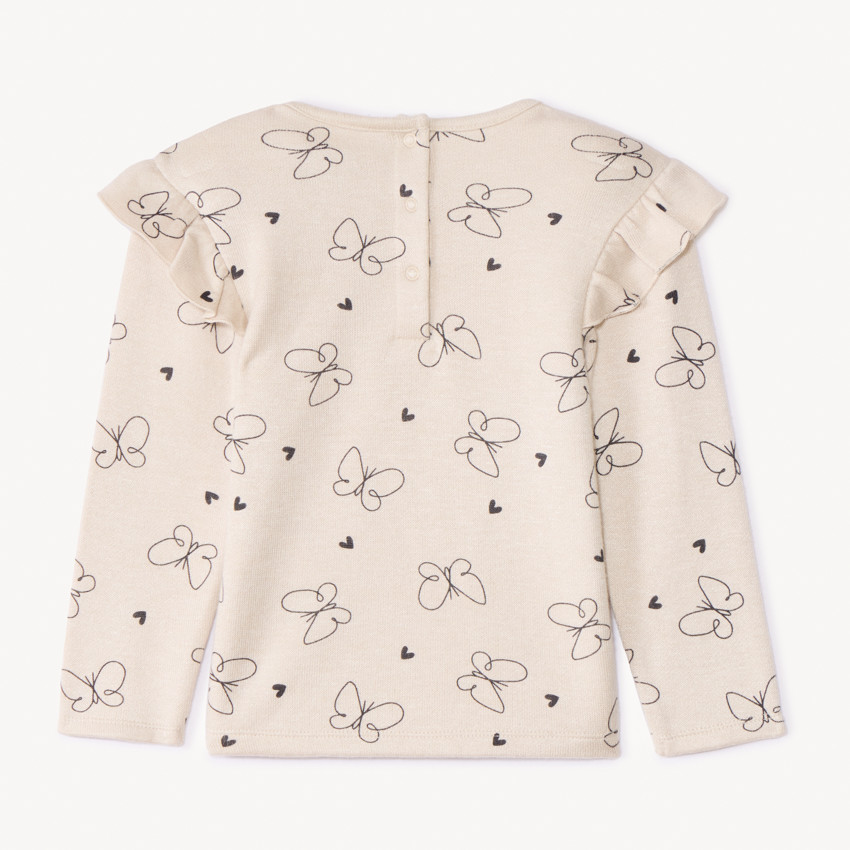 T-shirt manches longues imprimé à volants pour bébé fille 