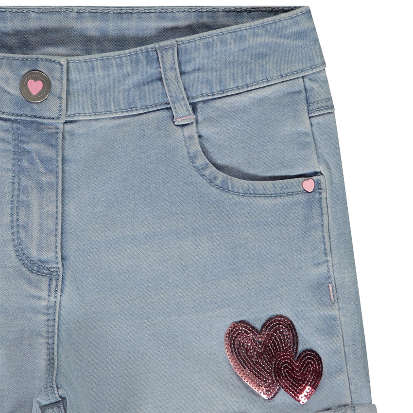 Short en denim avec coeurs en sequins pour fille 