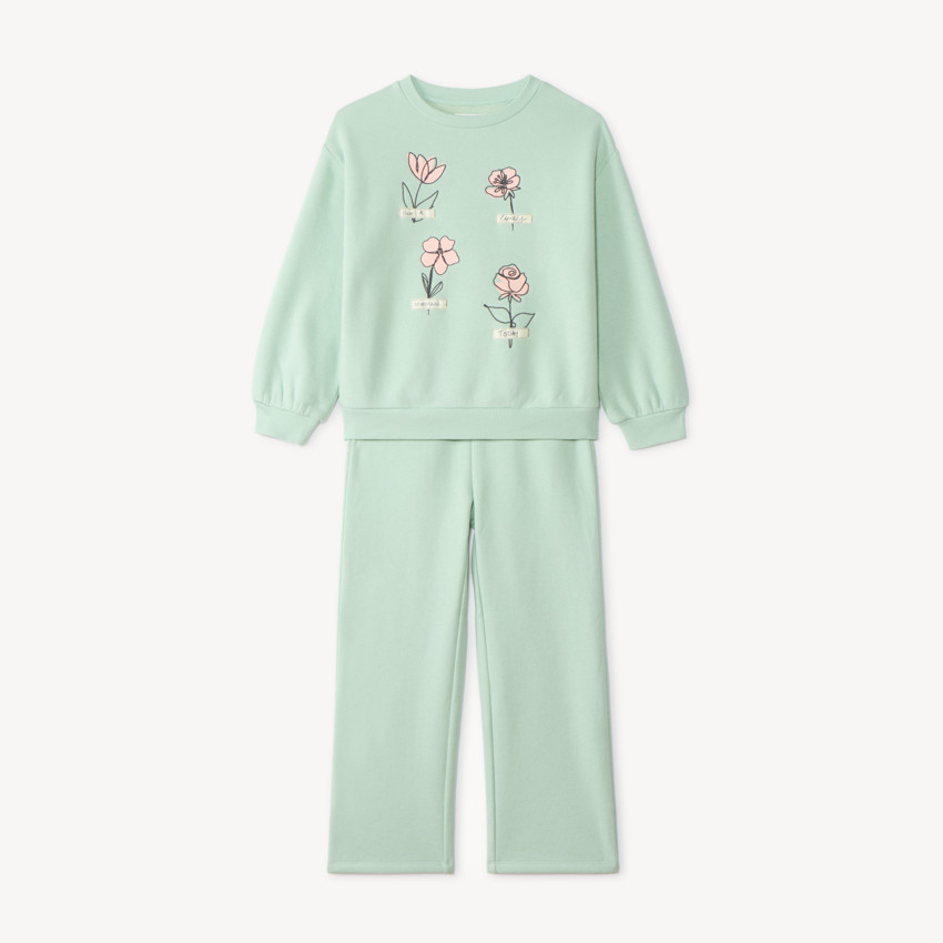 Ensemble de jogging sweat et pantalon large print fleur pour fille 