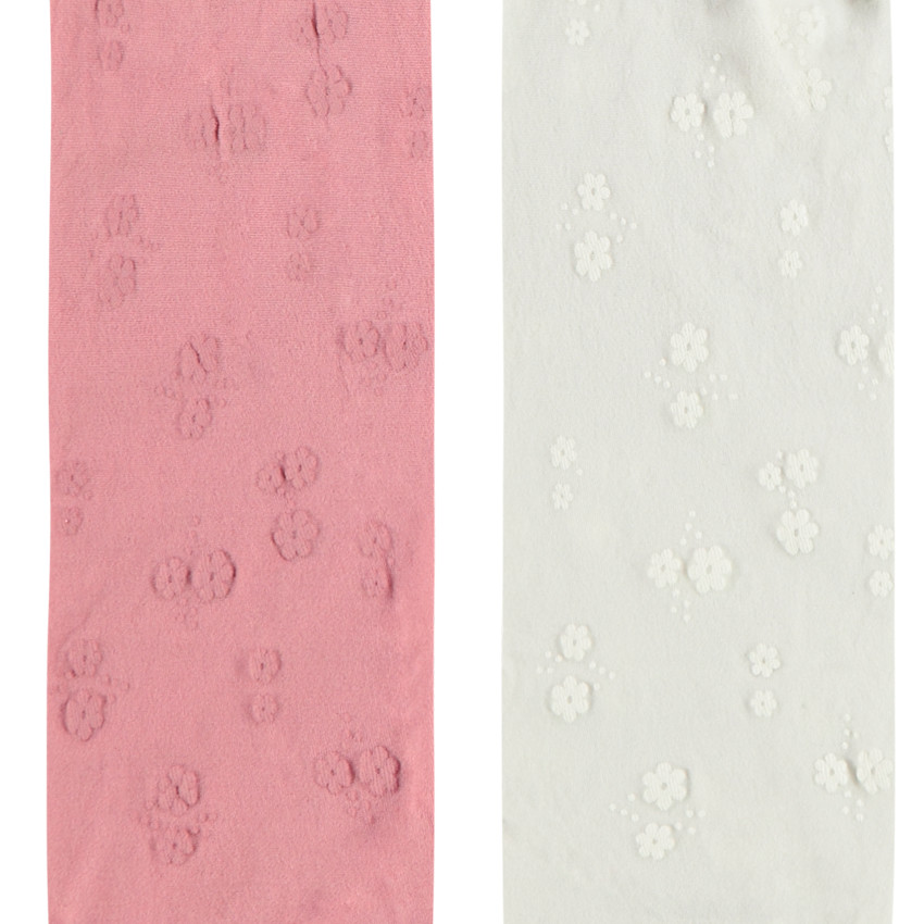 Lot de 2 collants fins fleuris pour bébé fille 