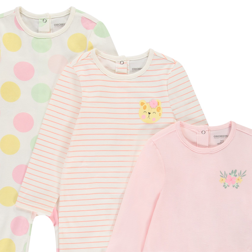 Lot de 3 dors-bien fantaisie pour bébé fille avec ouvertures différentes selon l'âge 