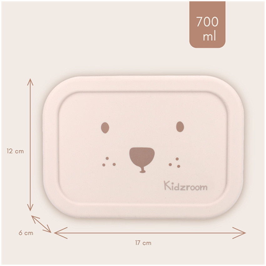 Lunchbox Silicone 3 compartiments Ours Sable - Beige (Kidzroom) - Image 3