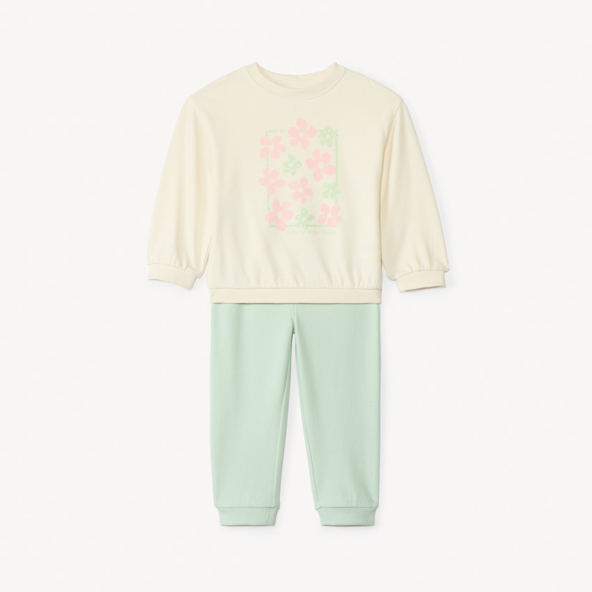 Ensemble jogging molleton print fleurs pour bébé fille 