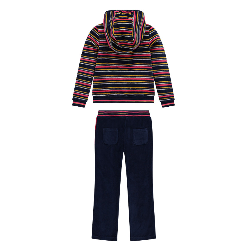 Ensemble de jogging en velours à rayures multicolores 