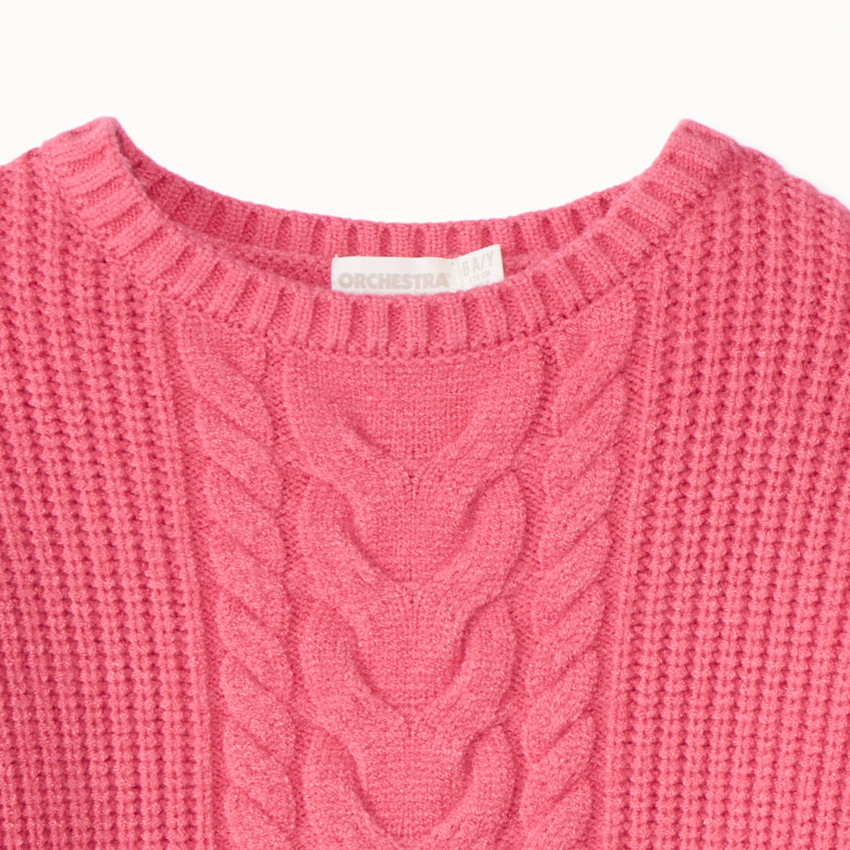 Pull oversize en tricot torsadé uni pour fille 