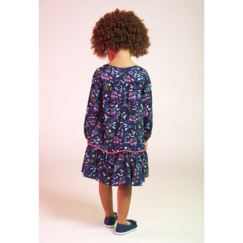 Robe manches longues en voile de viscose imprimé fleuri pour bébé fille 